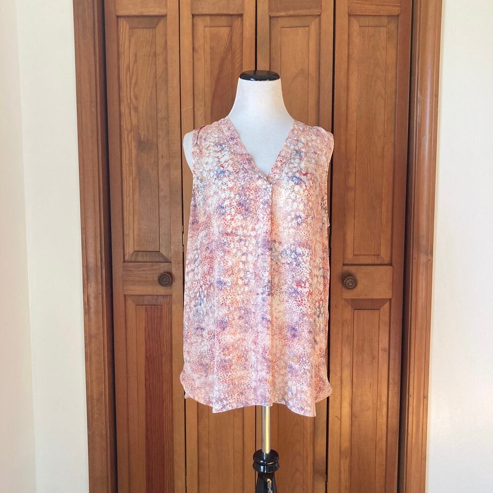 Violet & Claire Red & Blue Chiffon Pullover Top, Size XL